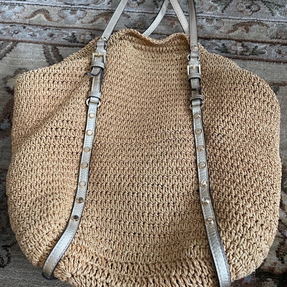 Michael Kors Straw Tote Bag with Metallic Gold Straps - Picture 10 of 12